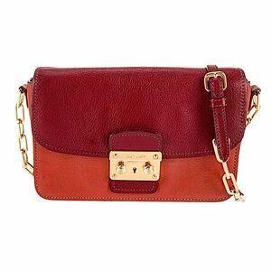 Authentic Miu Miu by Prada Red & Orange Leather Gold Chain Crossbody Bag